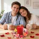 Valentine Candle Rings, 6 Pcs Conversation Heart Decor for Pillar Candles, Red Pink Felt Mini Wreath with Love Messages for Table, Cabinet, Candy Heart Centerpiece, Wedding & Home Decor