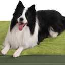 KSIIA Orthopedic Dog Bed Crate Waterproof Pet Mats for Large Dogs Deluxe Plush Washable Pet Bed with Egg Crate Foam & Removable Cover, 35 x 22 Inch, Green