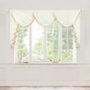 VOGOL Beige Retro Waterfall Valance, Vintage Light Reducing Silky Curtain for Cafe Wedding Home Decor, 79 Inch Wide Soft Touch Swag Valances with Tassels, 1 Panel, Top Rod Pocket