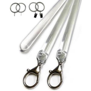 46 inch (2 Pack) All Clear Acrylic Curtain Pull Wand - 2 inches shy of 48 inch - Clear Curtain Wand - Invisible Drapery Wand - Drapery Pull Rod (46 Inch)