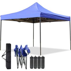 Pop-up Canopy Tent, Canopy Tent with Adjustable Height, Pop-up Tent 10x10, Windproof & Waterproof, Outdoor Canopy with Backpack Bag, 10x10 Tent for Patio Deck Garden and Beach, Pop Canopy Tent, Blue