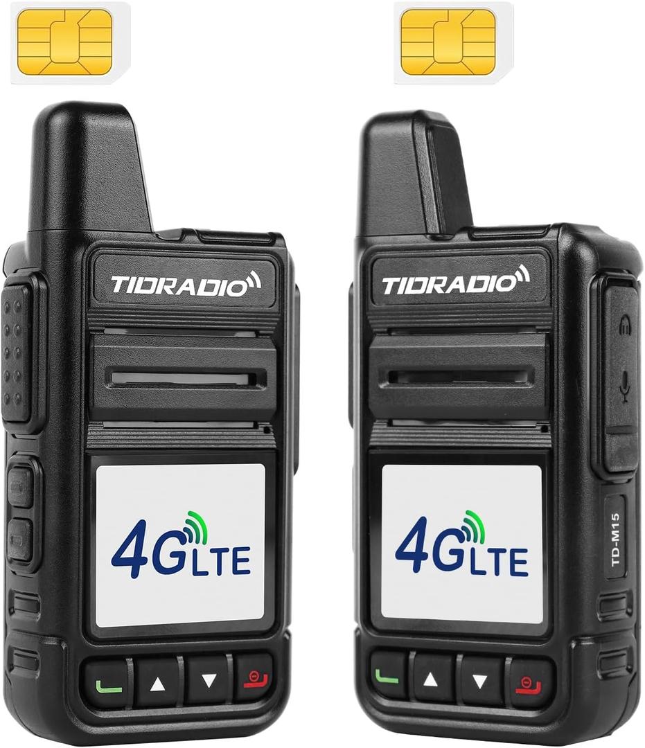 TIDRADIO TD-M15 Rapid Global Walkie Talkies 5000 Mile Long Range Poc radios, 4G LTE Unlimited Range Nationwide PTT Two Way Radios for Family, Logistics, Company, Construction Site with Sim Card (2pcs)