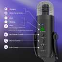 ZealSound Wireless Microphone,USB Mic for iPhone PC iPad Android Phone-Cordless Condenser Desktop Microphones with Mute Echo Monitor Volume Gain 2.4GHz for Podcast,ASMR,Gaming,YouTube Video/K66 Black