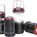 Lichamp 4 Pack Lantern Camping Essentials Lights, Battery Powered Collapsible Lanterns Flashlights with Red Strobe/SOS, Magnetic Base, for Power Outages, Hurricane, Tent Lights for Emergency