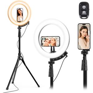 UBeesize Upgraded 12'' Ring Light with 62'' Tripod Stand and Magnetic Phone Holder,LED Selfie RingLight for iPhone with Wireless Remote,Circle Light for Tiktok/YouTube/Photography/Makeup/Live Stream (Black)