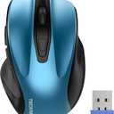 TECKNET Wireless Mouse, 2.4G Ergonomic Optical Mouse, Computer Mouse for Laptop, PC, Computer, Chromebook, Notebook, 6 Buttons, 24 Months Battery Life, 2600 DPI, 5 Adjustment Levels - Azure