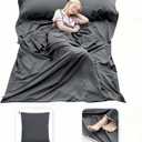 MongByYa Sleeping Bag Liner Lightweight Compact Sleeping Bag Sack Portable Clean Travel Sheet Camping Sleep Sheet for Backpacking Hotel Hiking (82.7 X 70.9, Silver Gray)