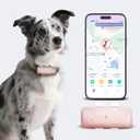Cat Tracker Mini GPS Tracker Waterproof Dog Tracker with Real-Time Location Escape Alerts for Dogs Cats 6.5lbs+ Pink