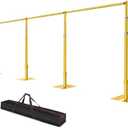 Qoolfoto Pipe and Drape Backdrop Stand, 12x30ft Heavy Duty Adjustable Background Frame with Metal Base, Back Drop Holder for Parties Photography Wedding Photoshoot Decoration - Gold