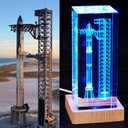 SpaceX Starship Collector's Crystal Lamp, 3D Laser-Etched Rocket Night Light, Ultimate Gift for Space Enthusiasts, Sci-Fi Fans & Mars Dreamers (Large)