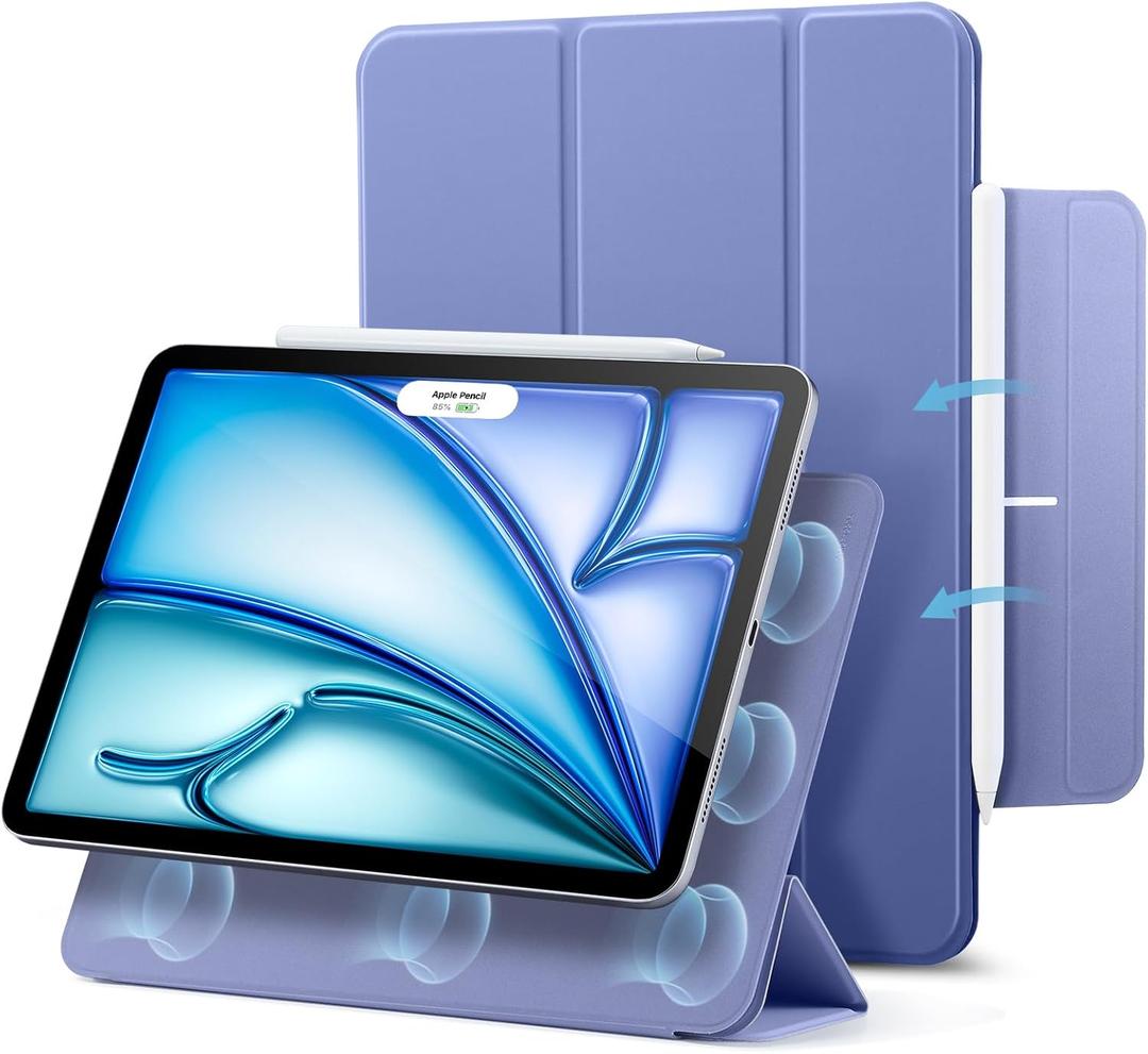ESR for iPad Air 11 Inch Case M4/M3/M2 (2026/2025/2024), iPad Air 5th/4th Gen (2022/2020), Powerful Magnetic Attachment, Slim Trifold Stand Case, Auto Wake/Sleep, Durable Protection, Purple