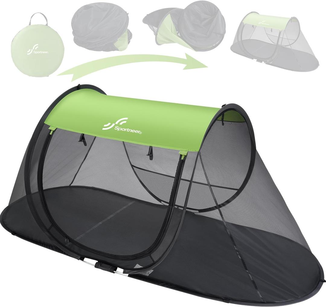 Sportneer Pop-Up Mosquito Net Tent, Instant Setup Camping Shelter for Cot or Ground, Breathable Mesh Bug Screen, Lightweight Portable Bed Canopy for Outdoor Indoor Adults Kids(86.6x33.5x35.4 in)