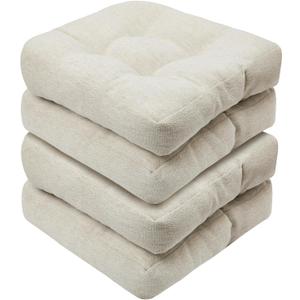 Basic Beyond Chair Cushions for Dining Chairs, Non-Slip Chair Pads, Thick Seat Cushions for Dining Room Chairs, Kitchen Chair Cushions Set of 4, 17" x 17" x 4", Beige