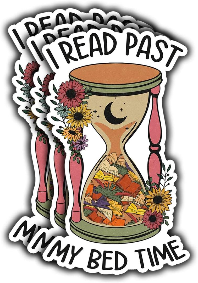 2 x (3pcs) I Read Past My Bedtime Sticker Booktrovert Book Lover Decal Sticker for Kindle Laptop Water Bottle, Reading Bookish Sticker Adult Spicy Booktok Funny Aesthetic - 3x1.8
