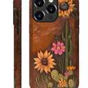 Magnetic Case for iPhone 16 Pro Max,Compatible with Magsafe,PC Hard Shell & Silicone Inner Bumper,Shockproof Full-Body Cover Slim Design for iPhone 16 Pro Max Case - Retro Cactus Sunflower