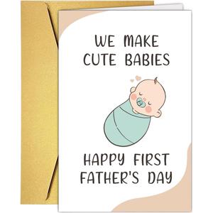 Cute 1st Father's Day Card for Husband, Happy First Father's Day Card for New Dad from Wife, Lovely 1st Fathers Day Card for Husband From Wife, We Make Cute Baby Cards, 20.5cm x 13.5cm / 8" x 5.3" inches