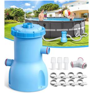 Standard Series Above Ground Pool Filter Pump - 800 GPH Flow Rate | Rapid Circulation & Micro-Debris Filtration, Pool Cartridge Filter Pump System - Keep Water Crystal Clean & Clear-Sky Blue