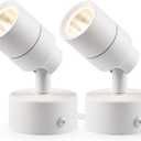 SUNVIE 2 Pack LED Up Lights Indoor, 3W Spot Lights for Indoor Use with 3000K Warm White, 120V Spotlights for Plants Pictures Artwork Uplighting & Accent Lighting, 5.9 FT Plug Cord with Foot Switch