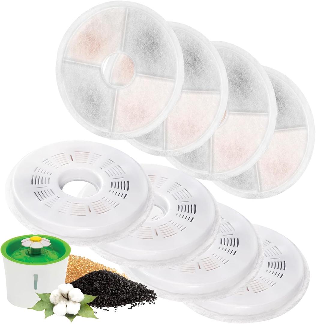 8 x 8 Pack Cat Water Fountain Replacement Filters Fit for 3L Flower Water Dispenser Automatic Pet Dog Cat Fountain Filter