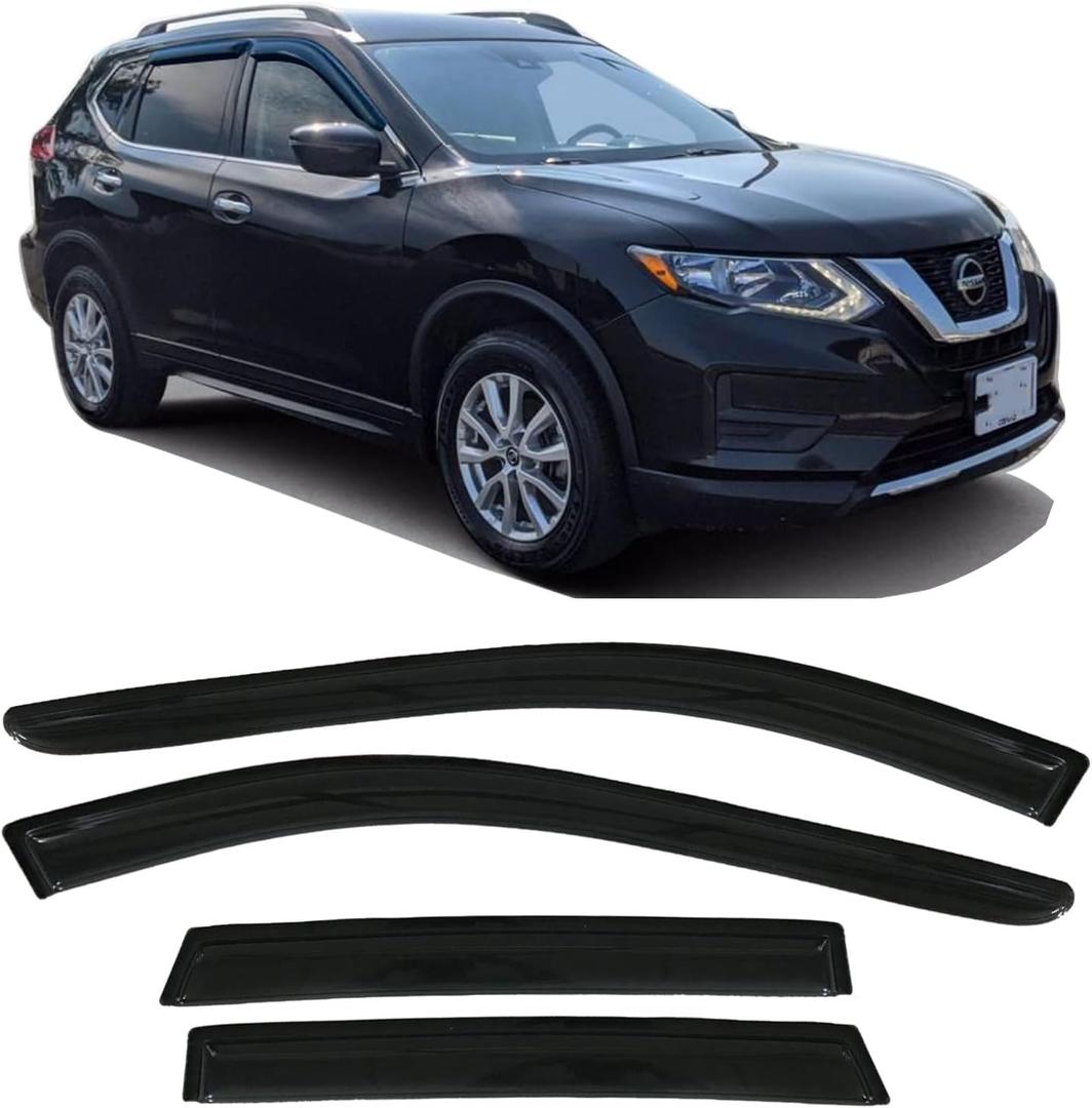 for 2014-2020 Nissan Rogue Window Visors rain Guards Vent Deflectors Shade 4pcs Black