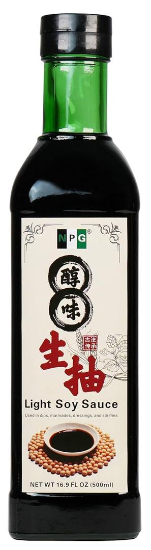 NPG Premium Light Soy Sauce 16.9 Fl Oz, Tamari Lite Dipping Sauce for Sushi, Sashimi, Fish, Dumplings, Noodles, Meat Marinades