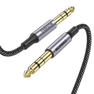 MOSWAG 1M TRS Audio Cable, 1/4" to 1/4" Balanced Interconnect, Nylon Braid, Compatible with Electric Guitar, Bass Guitar, Mixing (3.28FT/1Meter, Black)