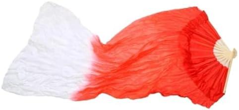 Mnjyihy Women's Faux Silk Belly Dance Fan Long Folding Fans for Dance Enthusiasts 5Ft, 2PCS