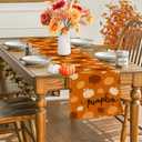RABUSOFA Orange Rust White Pumpkin Fall Table Runner,Seasonal Autumn Kitchen Dining Table Holiday Thanksgiving Decoration for Home Party Decor 13x90 Inch