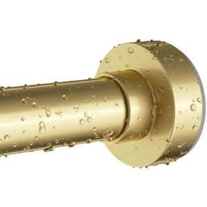 Emlaoe Gold Shower Curtain Rod 34-66 Inches(2.8-5.5ft) Never Rust Adjustable Shower Rod Spring Tension Non Slip No Drilling Shower Rods for Bathroom Garland Window