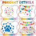 Gejoy 96pcs Dog Birthday Party Decorations Set Include Dog Print Plates Knives Forks Spoons Napkins Puppy Paw Tableware for Puppy Theme Party Supplies Kit(Bright Color)