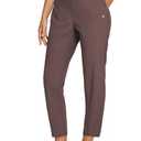 baleaf Womens Golf Pants Stretch with Zipper Pockets Petite Ankle Travel Dress Work Business Casual Slacks Dark Brown M