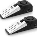 2 Pack Door Stop Alarm, Door Stopper with 120DB Security Alarm, Floor Wedge Door Stop Siren, Door Security Devices for Traveling, Apartment, Hotel and Home, Black