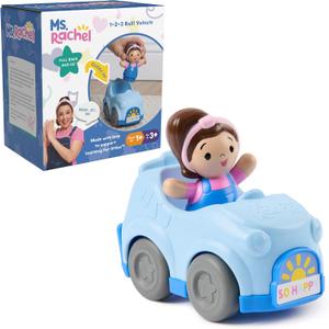 Ms. Rachel 1-2-3 Roll! Vehicle with Click-in Figure & Pull Back Action, Educational Toys & Toddler Toys for Girls & Boys Ages 1-3Y+