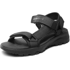 DREAM PAIRS Womens Sandals, Light Weight Hiking Sandals for Women, Comfortable Athletic Quick-Drying Walking Water Sandals with Hook and Loop Straps and Soft Insole for Beach Vacation Adventure (8, All Black)