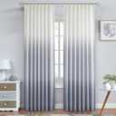 Central Park Ombre Pinch Pleat Curtain Panels Rayon Blend Textured Semi Sheer Window Treatment Drape with Backtab for Living Room Bedroom, Cream White to Indigo Blue, 40"x95"x2