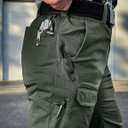 CQR Men's Utility Flex Cargo Pants, Classic-Fit Casual Stretch Work Pants, Water Resistant Lightweight Tactical Hiking Pants (Green)