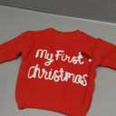 My First Christmas Sweater Baby Boy Girls Knit Sweater Christmas Outfits Letter Embroidery Pullover Tops (3-6 Months, Red)