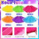 24Pcs Adult Tutu Skirts for Women 4 Layered Tulle Tutus Headband Necklace Eyeglasses for Neon Outfit 80s Costume, One Size