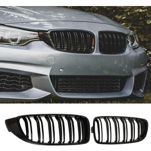F32 Grille - Front Kidney Grille Compatible with 2014-2020 4 Series F32/F33/F36 428i 430i 435i 440i2015-2019 F82 F83 M4 3 Series F80 M3 Double Slats Glossy Black