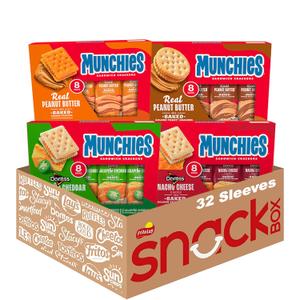 Munchies Baked Sandwich Crackers Variety Pack, Cheese Peanut Butter, Toast Peanut Butter, Doritos Nacho Cheese, and Doritos Jalapeno Cheese (Pack of 32 sleeves), Beat By Feb 10 2026