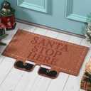 Dunzy Christmas Door Mat Santa Stop Here Coir Doormat Welcome Christmas Decorative Mat Non Slip Entrance Floor Rug for Winter Xmas Holiday Indoor Outdoor Front Porch, 23.25 x 15.25 Inch