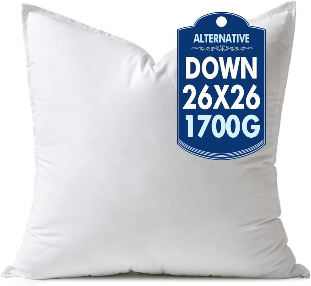 MIULEE 26x26 Synthetic Down Alternative Pillow Insert Euro Decorative Throw Pillow 26 x 26 Inch Body Bed Sleeping Ultra Soft Fluffy Form for Sofa Couch Bed