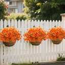 18 Bundles Artificial Flowers for Outdoors UV Resistant Fake Flowers Realistic Faux Flowers Artificial Plants Outdoor for Fall Indoor Garden Patio Window Box Kitchen Home Autumn Decor (Orange)