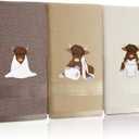 FuWeave 3 Pcs Highland Cow Hand Towels Embroidered Cow Farmhouse Decorative Bath Towels for Bathroom Kitchen Decor Country Farm Highland Holiday Housewarming Gifts, 100% Cotton, 13.3 x 29.5'' (Classic Color)