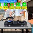 Horynar Propane Stove 2 Burner Gas Stove Novel 9 Copper Propane Burners Auto Ignition Tempered Glass with LPG CSA Hose for Outdoor Cooking,Emergency