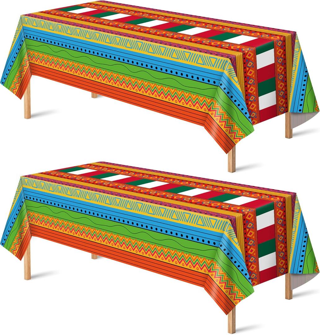 OHOME Cinco De Mayo Decorations - Fiesta Party Decorations - Fiesta Plastic Tablecloth for Taco - Mexican Theme Birthday Accessories Favors Decor,2 Pack