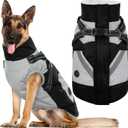 IECOii Dog Coat for Large Dogs Waterproof Dog Winter Jacket with Harness Built in, Black - XXLarge, Thermal Warm Fleece Lined, Reflective Dogs Jackets for Cold Weather Camping, Hiking, Pitbull