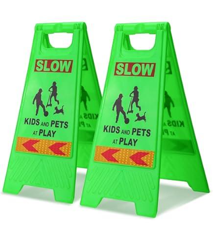 Slow Kids and Pets at Play Sign set of 4