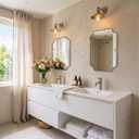 MIRRORART 24x32'' Brushed Nickel Scalloped Bathroom Mirrors for Wall