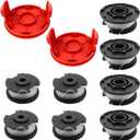 CDIYTOOL Replacement Trimmer Spool, TLH-02 Hy-perTough HT-19-401-003-06, HT-19-401-003-07, 20V Max Cord-Less 12/13inch String Trimmer HT21-401-003-02/03/04, 0.06in/1.6mm Dia, 17FT (8pcs spools+2caps)